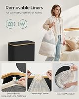 SONGMICS 130L Laundry Basket with Lid 2-Section Collapsible Oxford 600D view 5