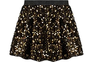 Danna Belle Girls Sequin Skirt Sparkle Mini High Waist Party Tutu Skirts for Girls 5-12Years