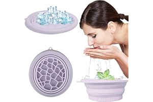 KOOK UDU Silicone Face Bowl for Ice with Built-in Icetray,Ice Facial Folding Washbasin,Foldable Bath Face Bowl,Skin Tightening, Acne Relief Facial Plunge Bowl for Home & Travel (Purple)
