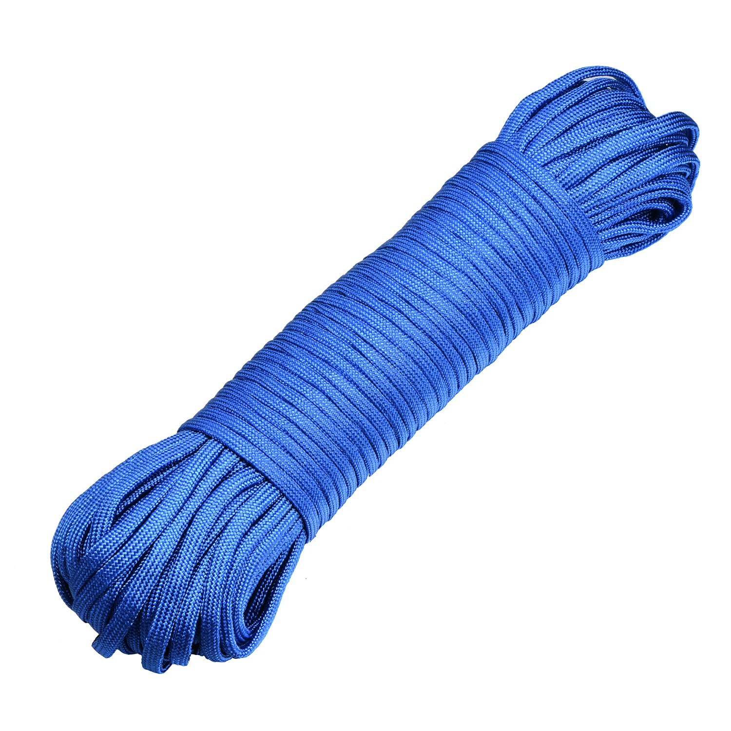 DonDon 98 ft - 30 m nylon cord Paracord survival DIY rope cord for outdoor camping activities 0.6 inch - 4 mm - 7 strands royal blue