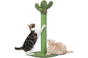 Made4Pets Cat Scratching Post Cute Cactus Cat Scratcher Post Tall 34" for Large Medium Small Cat/Kitten Cat Scratching Post T