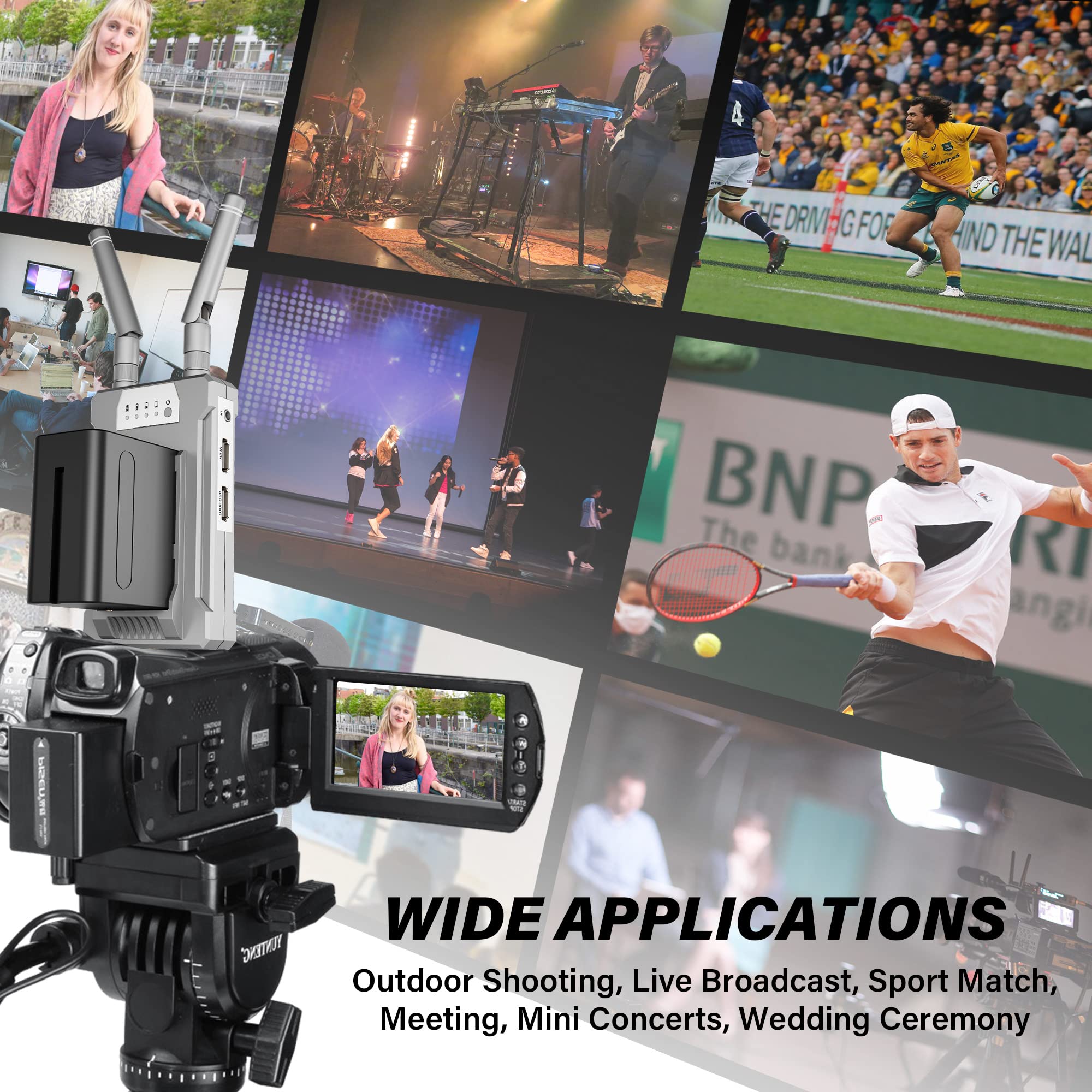 Wireless Video Transmission System, 820FT (250M) Range, 1080P Wireless HDMI Transmitter and Receiver, 2.4GHz & 5.8GHz Dual-Band Transmission 0.06S Low Latency, IR Remotecontrol & Loop-Out
