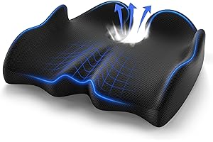 VOXON Extra Large Memory Foam Seat Cushion, Ergonomic Tailbone Pain Relief Cushion for Sciatica,Coccyx & Back Support, Non-Slip Car Seat Cushion with Washable Cover for Home, Work & Travel