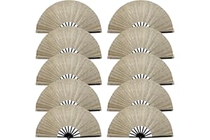 SIISSAPEKSID 10 PCS Boots on The Ground Fan, Clap Fans for Line Dancing, 13" Glitter Large Rave Fans,Folding Clack Handheld Foldable Hand Fan for Dance, EDM Music Festivals & Parties(Champagne Gold)