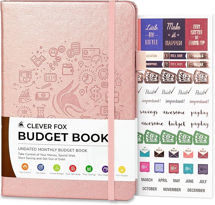 Clever Fox Budget Book - Financial Planner Organizer & Expense Tracker Notebook. Money Planner Account Book for Household Monthly Budgeting and Personal Finance. Compact Size (5.3" x 7.7") - Rose Gold