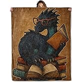 Funny Book Dragon Blanket 50x60 in, Flannel Throw Blankets for Travel Camping Sofa Living Room Decor, Lightweight Cozy Soft Fuzzy Gifts for Women Adults Kids