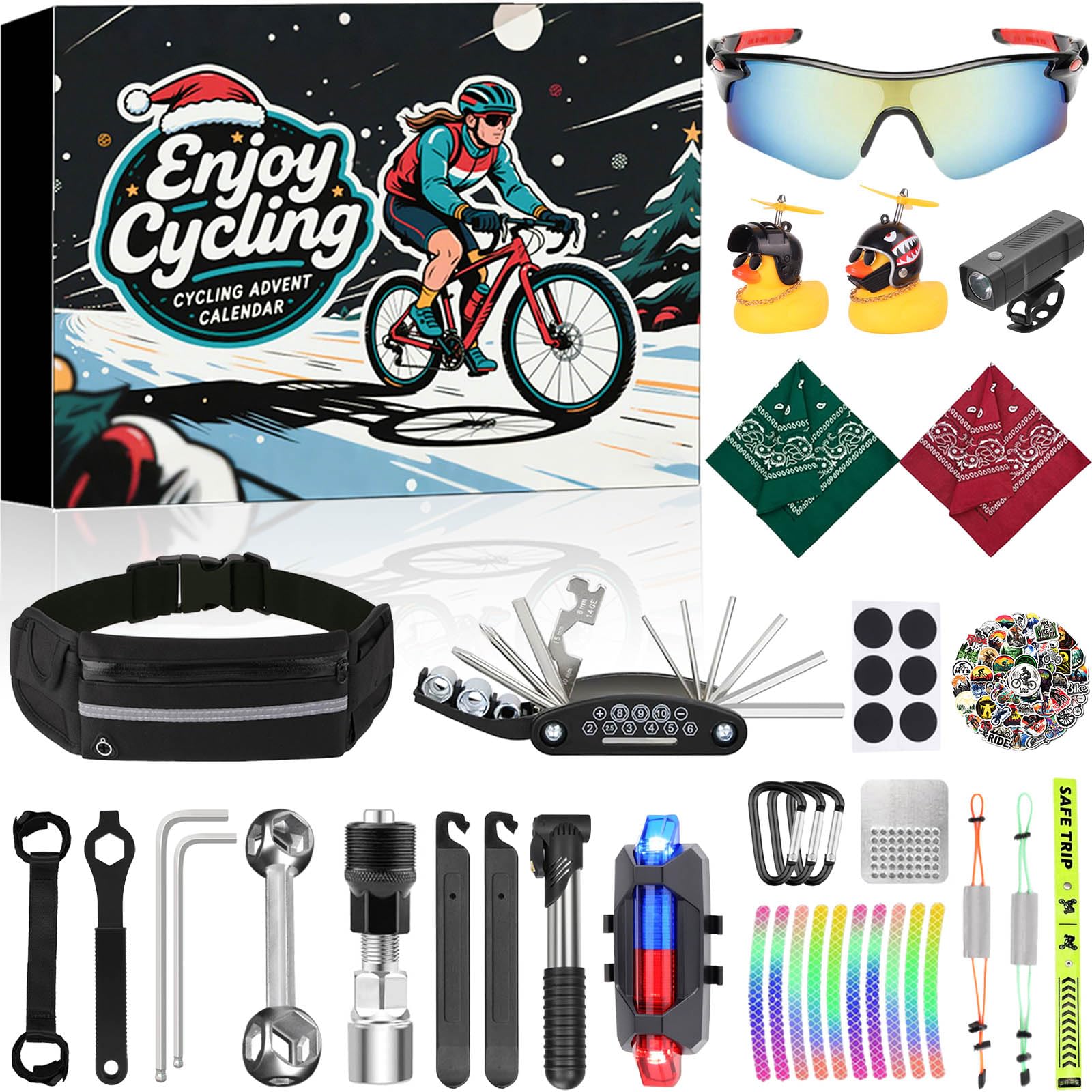 Photo 1 of **FACTORY SEALED EYE**Bicycle Cycling Advent Calendar 2025, Christmas Advent Calendar for Cyclists - 24 Days of Bicycle Accessories, Essential Repair Tools & Fun Decorations, Holiday Countdown Gift for Bike Enthusiasts