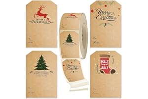 HOMEDOREMI Self Adhesive Gift Tag Stickers -Christmas Gift Tags- Decorative Stickers for Holiday Presents & Packages - Easy to Write& Peel - Convenient Dispenser Box, 80 Pcs & 2 x 3 Inch (Christmas Gift Tag)