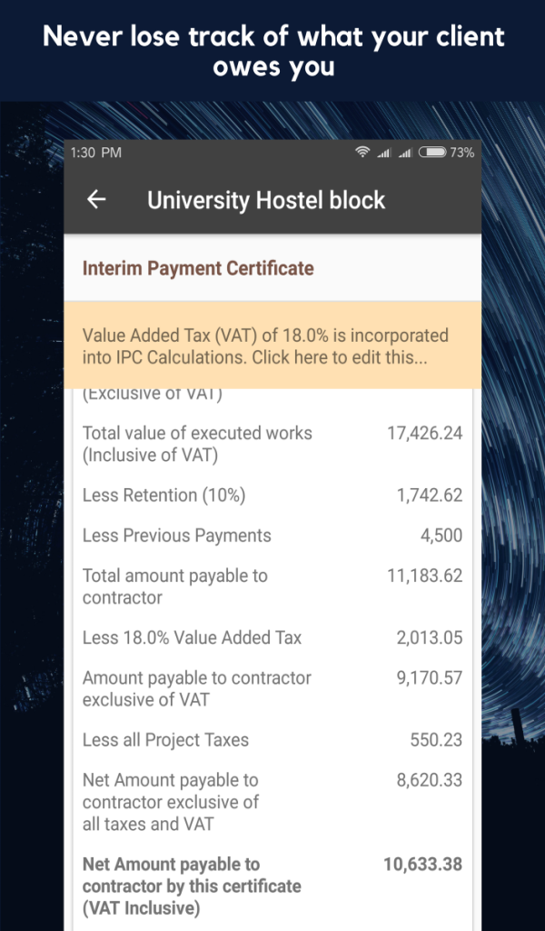 Construction Job Cost Control App
