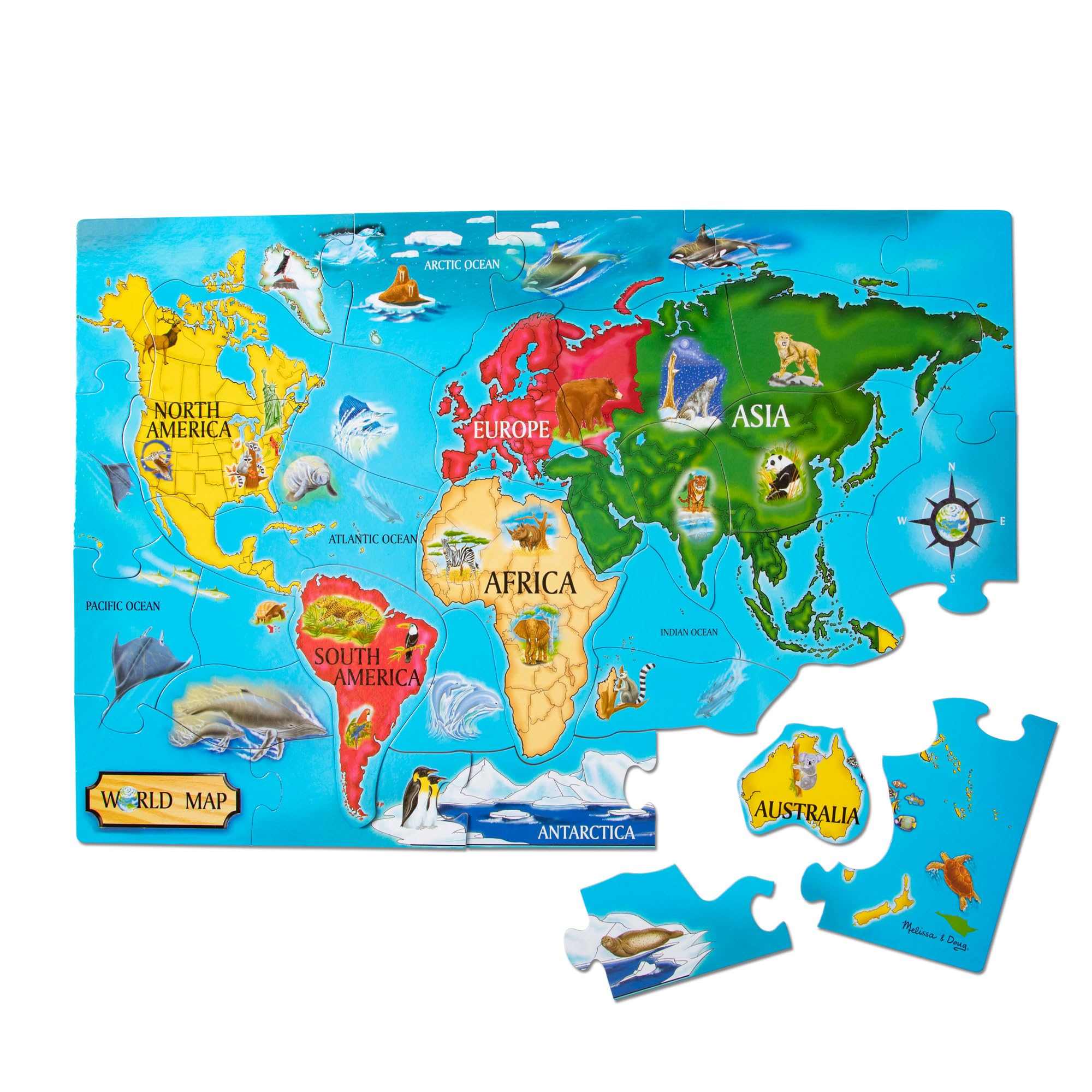 Melissa & Doug | World Map Floor Puzzle | Puzzles | Developmental Toy | 3+ | Gift for Boy or Girl