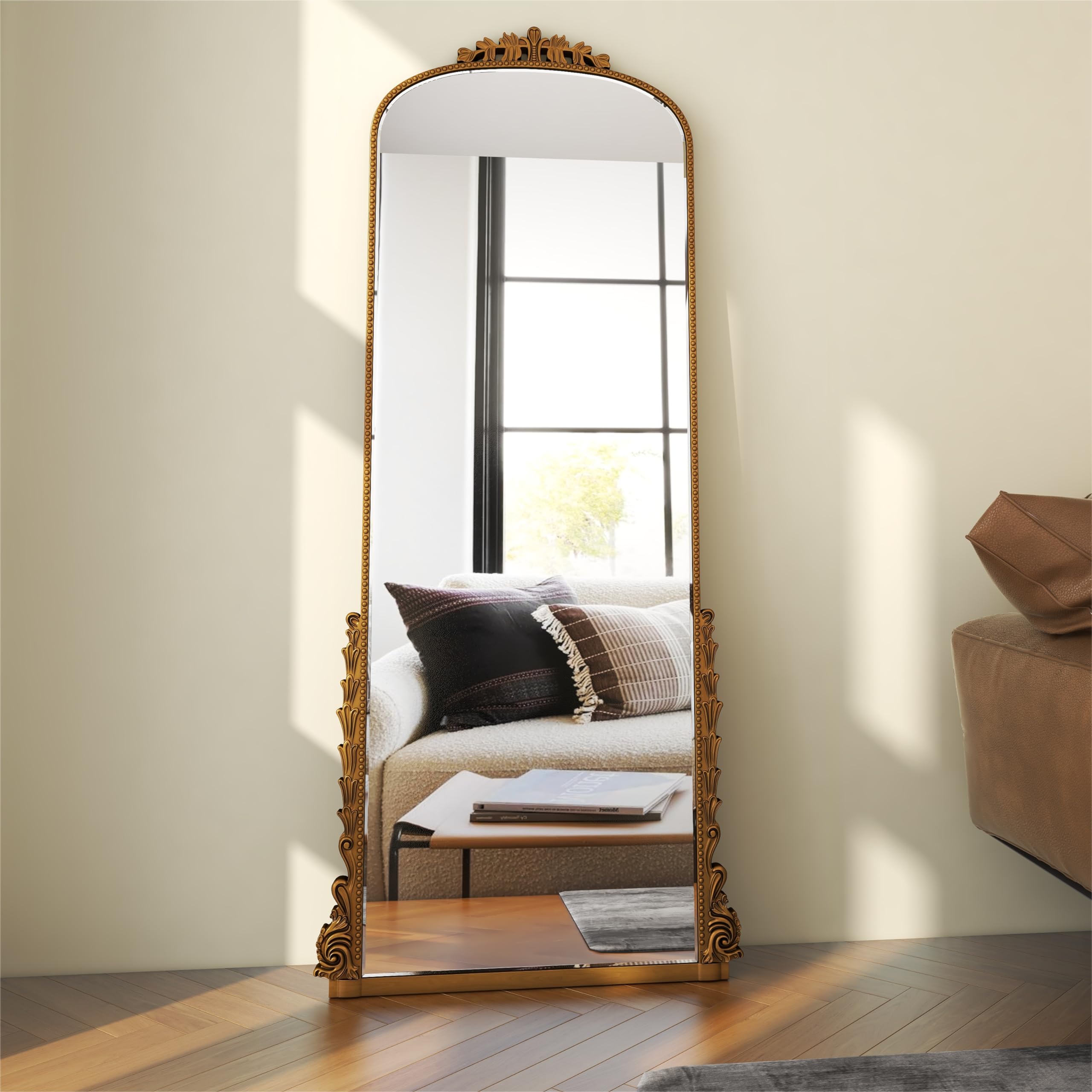 SHYFOY 67" x 29" Vintage Gold Full Length Mirror - Antique Floor Mirror ...