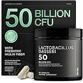 Lactobacillus Gasseri - Ultra High Strength 50 Billion CFU - Delayed Release Capsules - Made with Prebiotic Inulin Fiber - Supports Digestive Health & Gut Flora - Third-Party Lab Tested - 60 Capsules