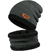 Beanie Hats for Men Women Neck Warmer Cold Weather Gear Men Gift Set for Winter Hat Neck Scarf Guys Face Mask Snow Suits