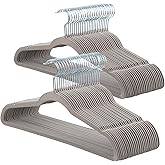 ELONG HOME Velvet Hangers - 50 Pack, Grey Slim Felt Hangers with 360 Swivel Hook, Non-Slip Heavy Duty for Coats & Pants
