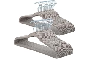 ELONG HOME Velvet Hangers - 50 Pack, Grey Slim Felt Hangers with 360 Swivel Hook, Non-Slip Heavy Duty for Coats & Pants