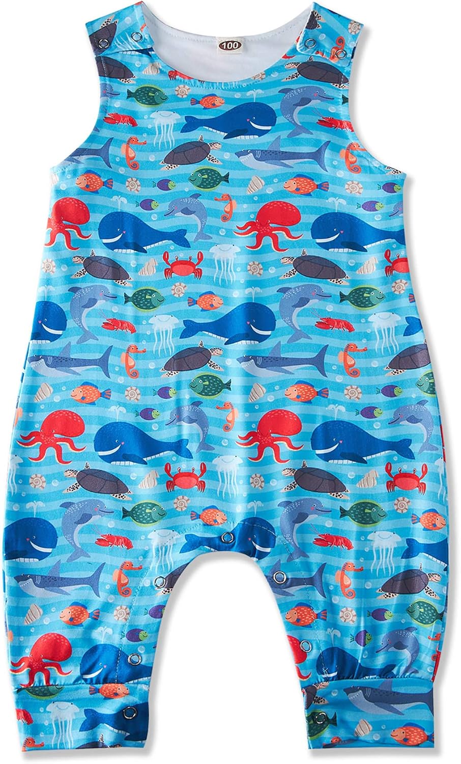 Kids4ever Newborn Baby Romper Dinosaur Shark Animal Jumpsuit Sleveless Bodysuit Summer Outfits for 3-24M Girls Boys