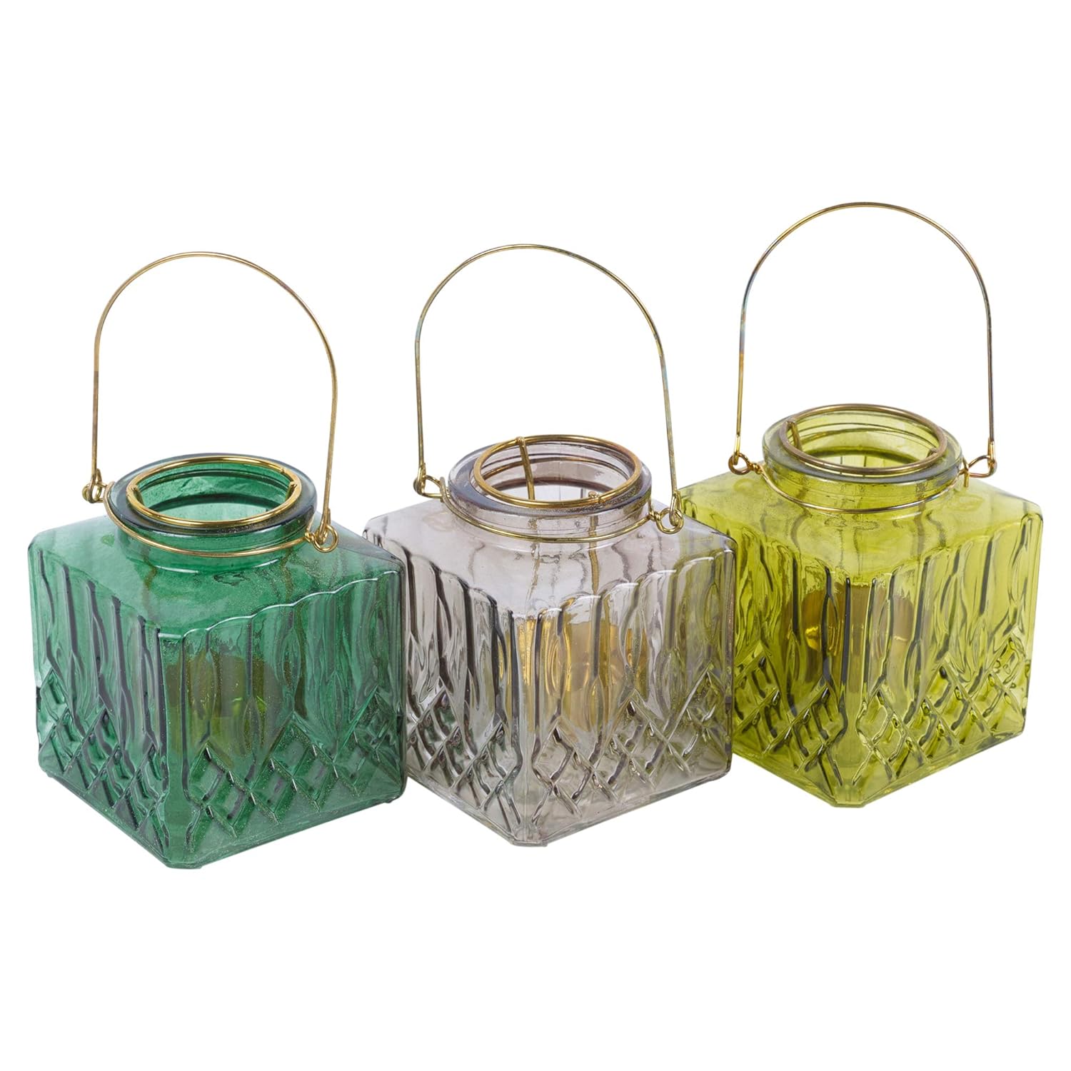 3 portavelas de Cristal Cuadrado URBNLIVING 3 Colores Velas y candelabros Candelabros y portavelas