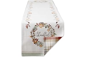 DII Thankful Autumn Collection Fall Tabletop Decoration, Reversible Table Runner, 14x108, Fall's Bounty