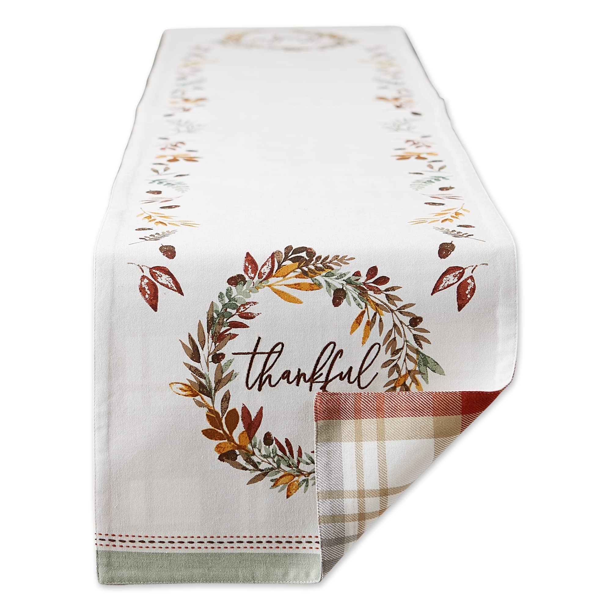 DII Thankful Autumn Collection Fall Tabletop Decoration, Reversible Table Runner, 14x108, Fall's Bounty — image 1