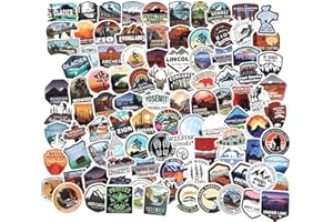 QIYUYA National Park Sticker Pack Set 100 pcs, Outdoor Nature Adventure Hiking Camping Wilderness Stickers, Waterproof Vinyl Travel Stickers Decals for Water Bottle Laptop Car Bumper Luggage Phone Case Bike