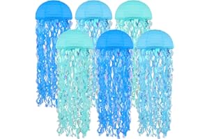 BISANZOYA Jellyfish Paper Lanterns 6 Pacs 10 Inch Under The Sea Party Decorations Mermaid Party Baby Shower Blue Hanging Jelly Fish for Ocean Spongebob Birthday Decorations (Multicolor Blue)