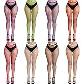FEPITO 8 Pairs Fishnet Stockings Tights High Waist Stockings Leggings for Women