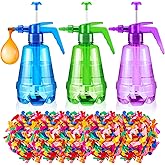 Junkin 3 Pcs Water Balloon Pump with 1000 Balloons, Quick Filling Station | 3 in 1 Air Random Color Inflator, Portable Filling Station, Quick Pump for for Summer Themed Party Water Fight, Outdoor Games