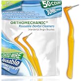 Orthomechanic Interdental Brush Angle Cleaners - Jumbo Pack (50 Brushes) (Tight) - Remove Plaque - Toothpick