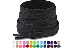 Puzeam Upgrade Tight Weave Flat Shoelaces 28 Colors 5/16" Wide Shoe Laces for Sneakers - 2Pairs