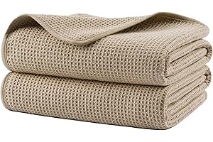 POLYTE Microfiber Oversize Quick Dry Lint Free Waffle Bath Towel for Body, 60 x 30 in, Set of 2
