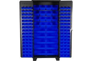 Jamco Tool Storage Cabinets with Bin Mounts, Model DF, Includes 122 Bins, 36-Inch W x 24-Inch D x 78-Inch H, Blue Bins