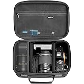RAIACE Hard Case Compatible with Sony Alpha 7 II III IV/7R V Camera, for Nikon, for Canon, for Pentax and More.Large Capacity With Mesh Pocket for Lens, Charger, Cables, Cards and Accessories.-Black
