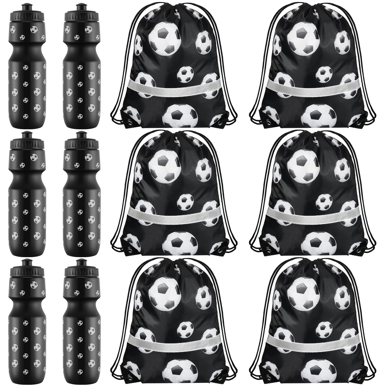 Photo 1 of Talltalk 12 Pcs Soccer Party Favors 24 oz Soccer Water Bottle Gift for Team with Drawstring Bag Tumbler Cup Sports Themed Accessories for Event Gift Supplies