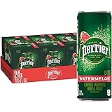 Perrier Sparkling Water Watermelon Flavored, 11.15 FL OZ Sleek Cans (24 Count)
