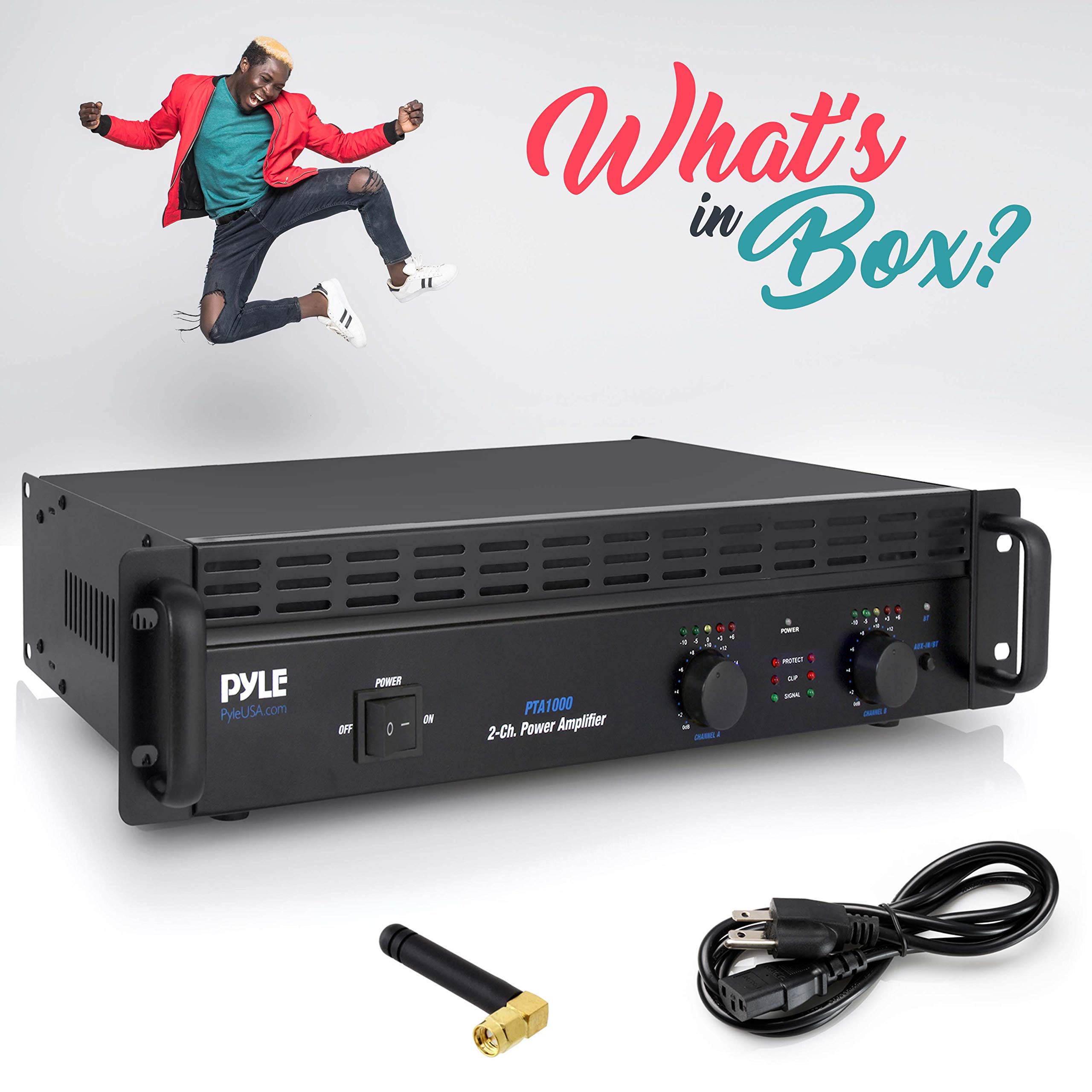 Pyle Professional Audio Bluetooth Power Amplifier - 2-Channel Rack Mount Bridgeable, LED Indicators, Shockproof Binding Posts, Cooling Fans 1000 Watt - PTA1000
