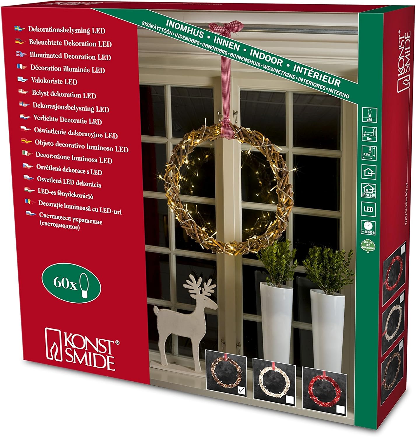Konstsmide Christmas Lights LED Decoration Wooden Silhouette Wreath