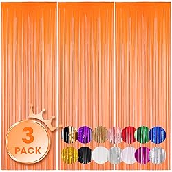Voircoloria 3 Pack 3.3x8.2 Feet Orange Foil Fringe