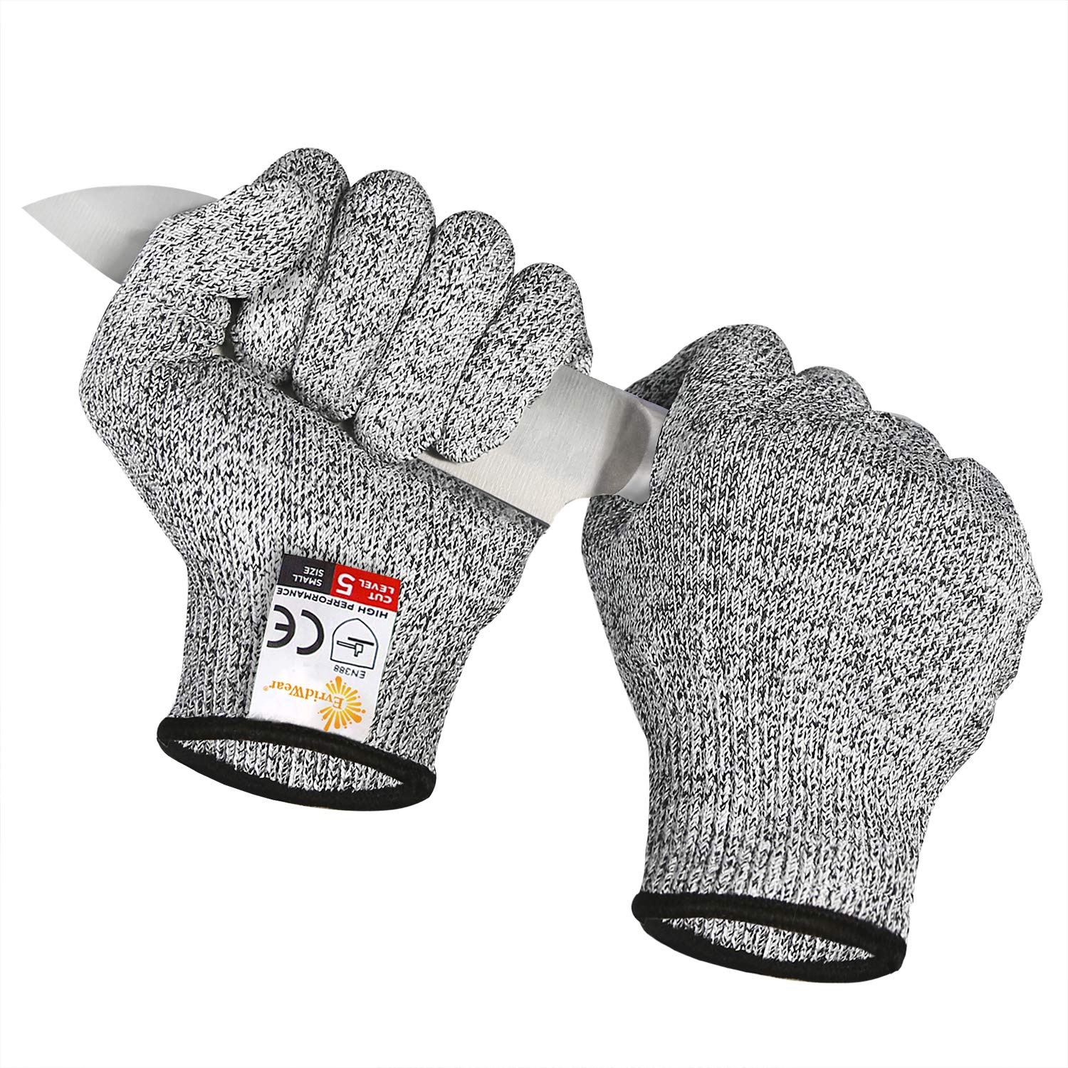 Evridwear Cut Resistant Gloves Food Grade Level 5 Kitchen Safety Protection (Gray, Medium)