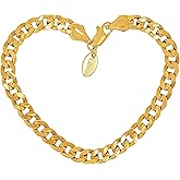 LIFETIME JEWELRY 6mm Cuban Link Chain Bracelet for Men and Women 24k Gold Plated