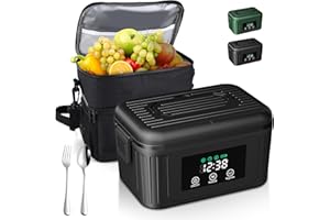 Aurevit Cordless Electric Lunch Box for Adults, 1.4L Heated Lunch Box for Men with Smart Meal Scheduling & Auto Keep Warm, Po