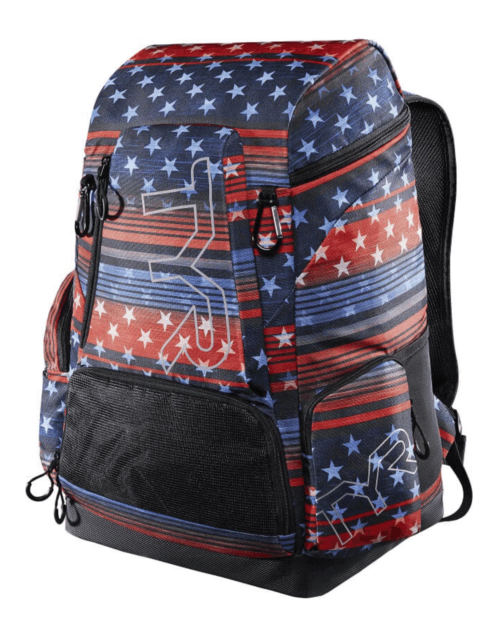 TYR Alliance USA flag print Backpack - Red/White/Blue, 45 Litre