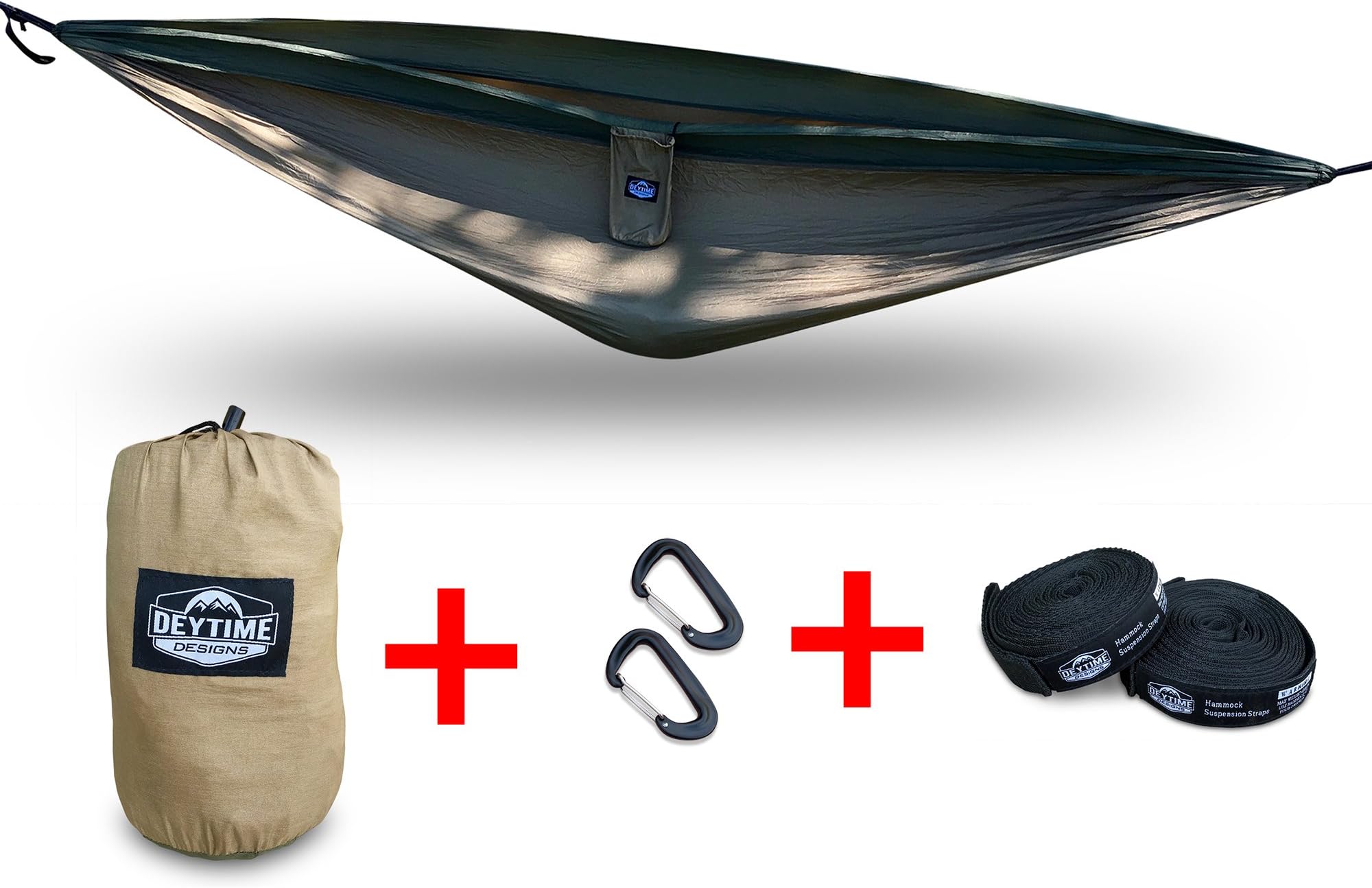 Portable Lightweight Nylon Camping Hammock - Includes Two 10' Tree Straps - Premium Lightweight Aluminum Carabiners - Attached Storage Bag - Great for Travel, Backpacking, Biking and the Beach!