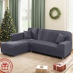 L Shape Sofa Couch Covers Super Stretch 2pcs, 3 + 3