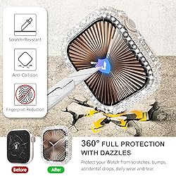 WINGLE 2-in-1 Waterproof Bling Case for Apple Watch