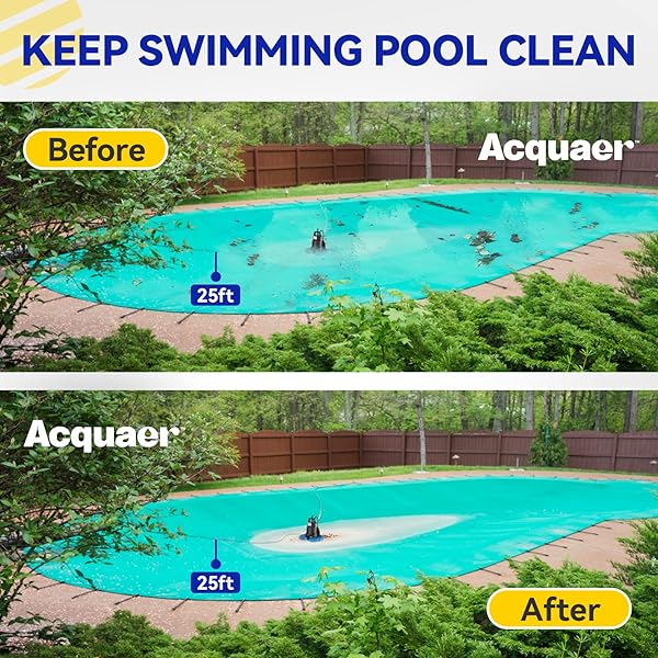 ACQUAER 1/4 HP AUTOMATIC SWIMMING POOL COVER PUMP, 2250 GPH SUBMERSIBLE SUMP PUMP WITH 3/4” CHECK VALVE ADAPTER & 25FT POWER CORD, WATER REMOVAL FOR POOL, HOT TUBS, ROOFTOPS, WATER BEDS AND MORE