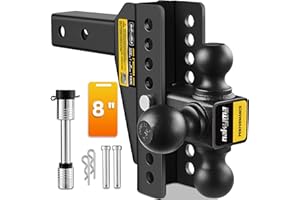 Drop Hitch, 8 inch Adjustable Trailer Hitch, Truck Hitch Fits 2'' Receiver, Max 16,500 LBS GTW Trailer Hitch, Tri-Ball(1-7/8'