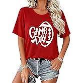 Game Day Football Shirt Women Football Season Tshirt Short Sleeve Sunday Graphic Tee Tops
