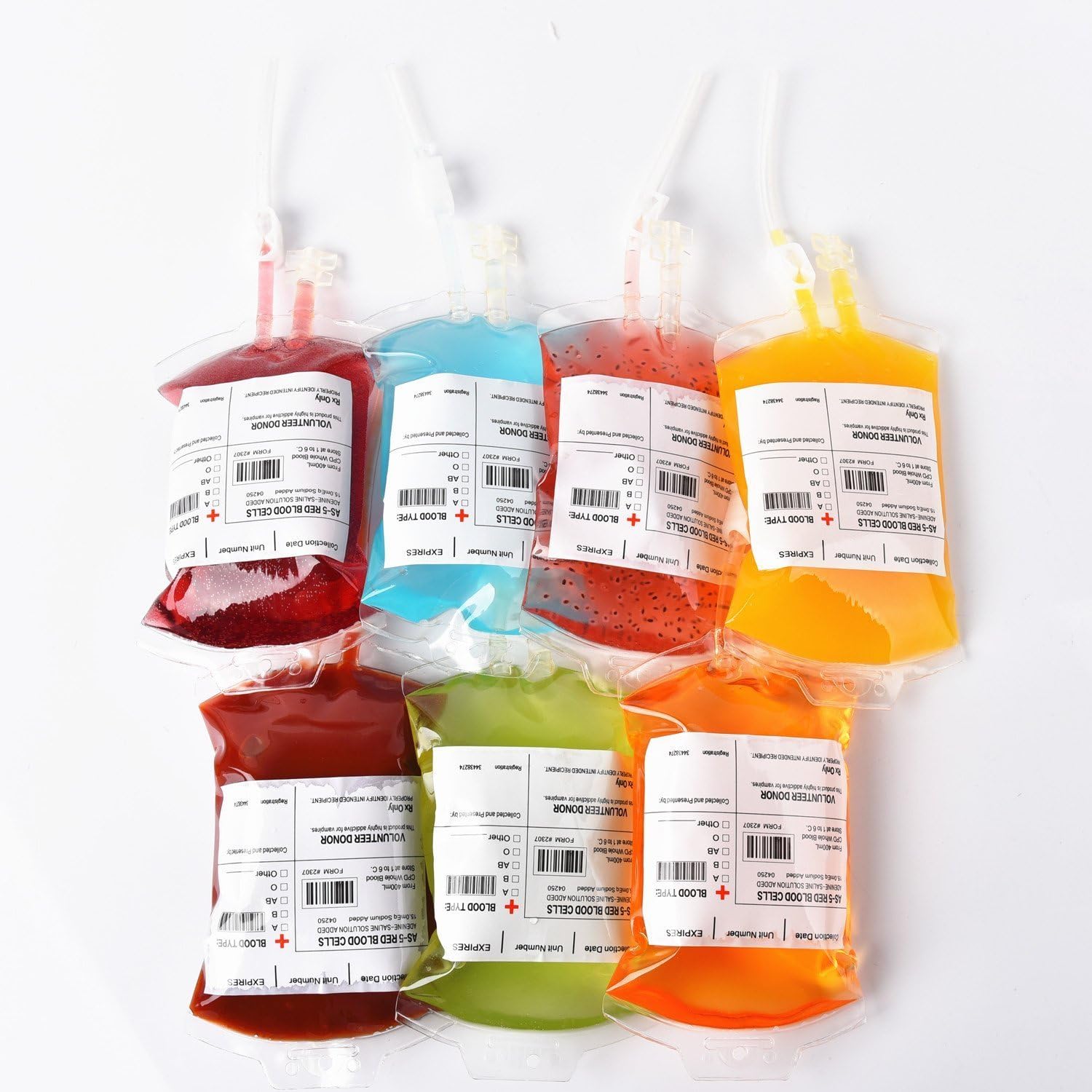 Halloween Party Cups ,Zombie Party Favors，Blood Bag for Drinks Reusable， Live "Blood" of Theme Parties Blood Bag Drink Container Set of 10 Halloween Liquid Bag, for Halloween Favors,Santa Decorations