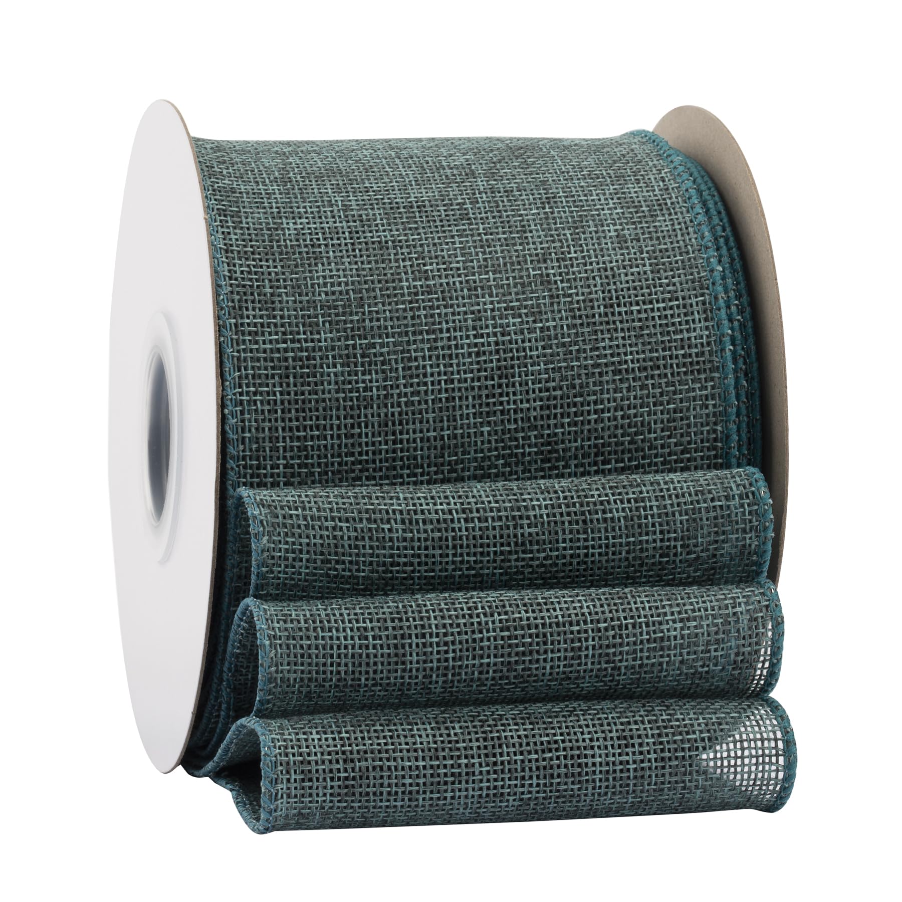 Ribbonitlux Teal Burlap Wired Ribbon, 100mm x 18 Meters, Wired Edge Burlap Ribbon for Gift Wrapping, Big Bow, Wreath, and Christmas Tree Decoration