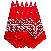 triumphal 100% Cotton bandanas/scarves for Men & Women Paisley printed Large 22X22 inches (6, red)